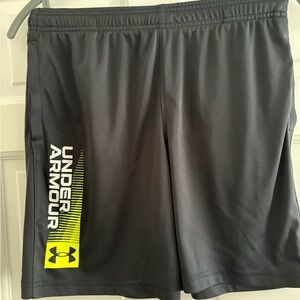 Under Armour Kids Dark Gray Shorts with Neon Accents